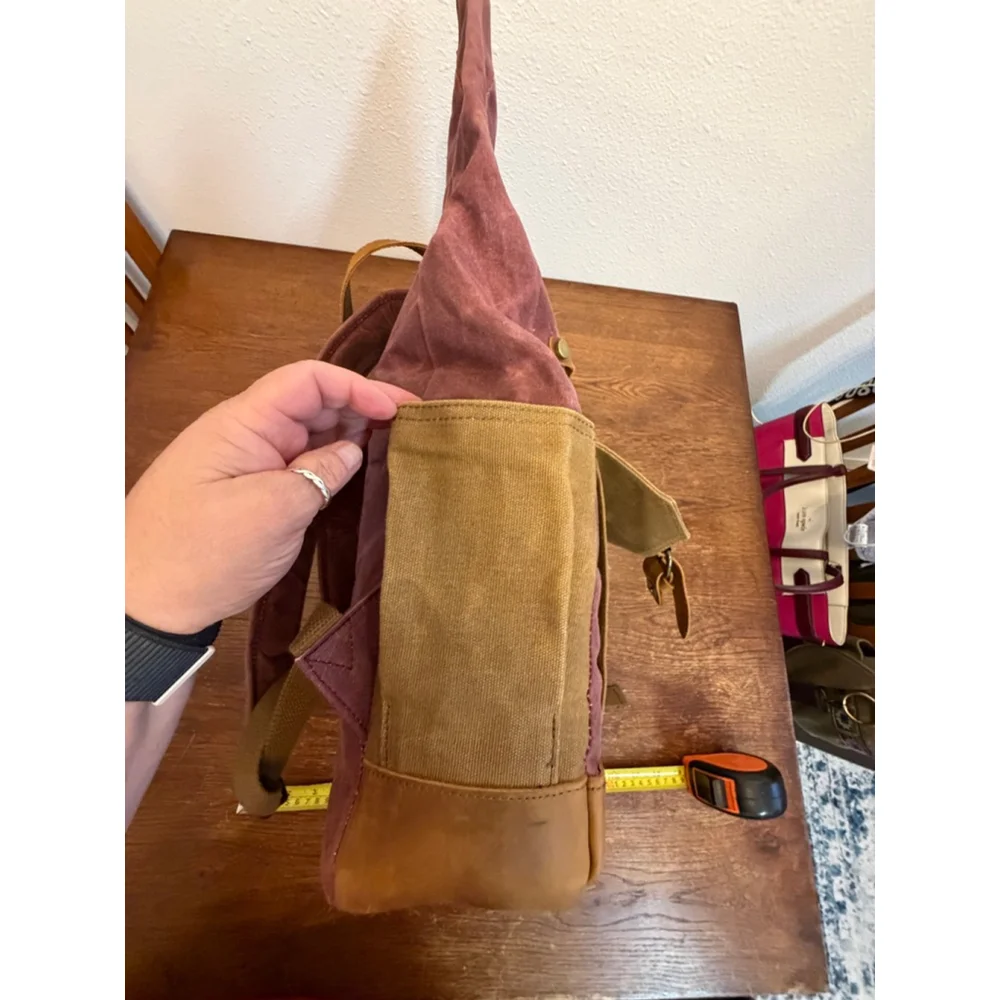 Epiphanie Savannah Waxed Canvas Leather Camera Backpack Burgundy DSLR Bag w Inse